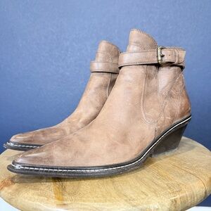 Donald J. Pliner Brown Leather Ankle Boots with Buckle | Size 6.5